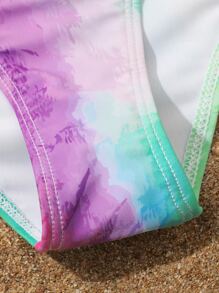 Tween Girl 4packs Tie Dye Drawstring Side Bikini Set Summer Beach Summer Holiday