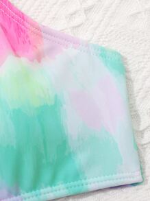 Tween Girl 4packs Tie Dye Drawstring Side Bikini Set Summer Beach Summer Holiday