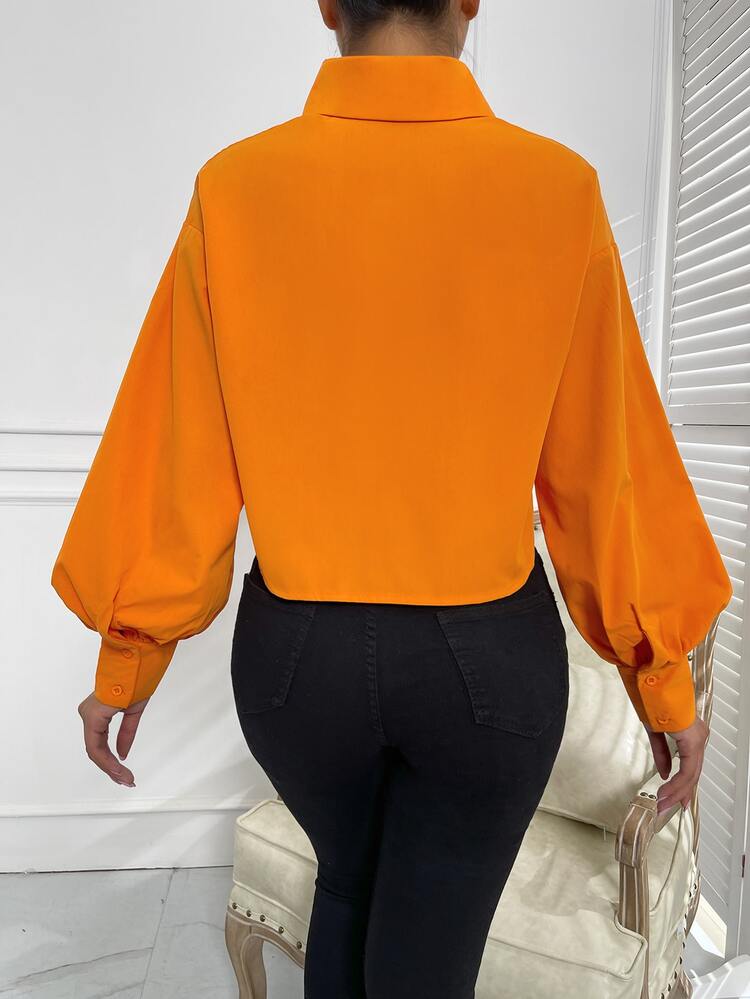 Chiquease Camisa unicolor de manga farol - Naranja - Añade 2