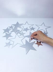 19pcs Star Shaped Mirror Wall Sticker, Silver Decorative Mirror For Home Decor E-I-D - Silver - View 2