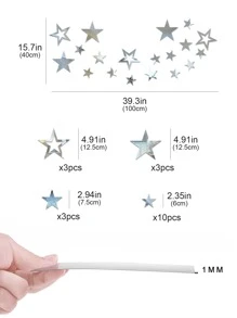 19pcs Star Shaped Mirror Wall Sticker, Silver Decorative Mirror For Home Decor E-I-D - Silver - View 3