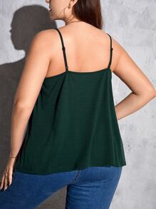 SHEIN LUNE Plus Plicated Front Cami Top - Dark Green - View 2