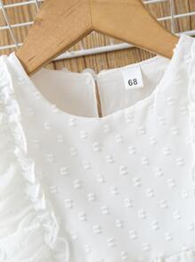 嬰兒圓點荷葉袖荷葉邊連衣裙 - 白色 - 查看 4