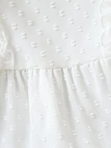 嬰兒圓點荷葉袖荷葉邊連衣裙 - 白色 - 查看 5