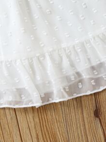 嬰兒圓點荷葉袖荷葉邊連衣裙 - 白色 - 查看 6