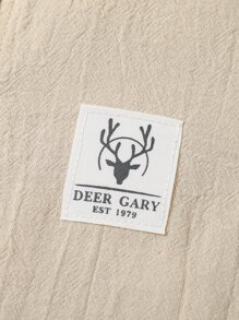 SHEIN 小男童補丁細節襯衫和短褲 - 卡其色 - 查看 3