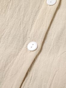 SHEIN 小男童補丁細節襯衫和短褲 - 卡其色 - 查看 6