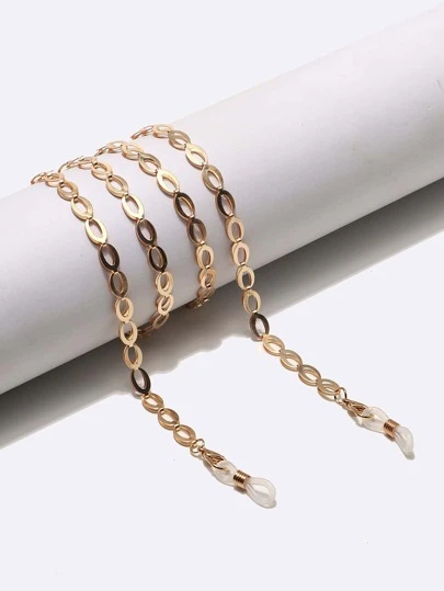 1 件铜金色椭圆形眼镜链，男女通用休闲和旅行