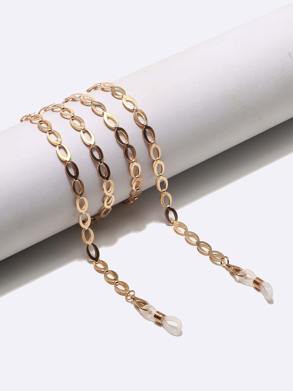 1pc Copper Gold Color Oval Eyeglasses Chain, Unisex Casual & Travel