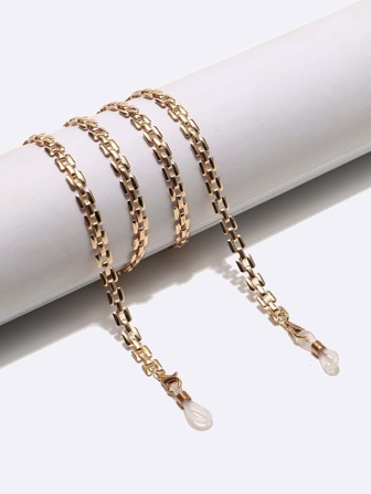 1 pièce Chaîne de lunettes en cuivre de ton doré avec motif géométrique, casual unisexe pour les vacances