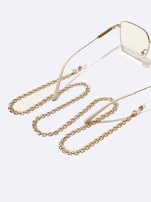 1pc Geometric Pattern Copper Gold Tone Eyeglass Chain, Unisex Casual Vacation - Gold - View 2