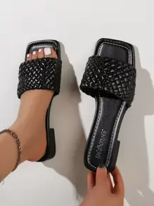 Dép bệt Nữ màu trơn Đúng mốt - màu đen - Xem 1