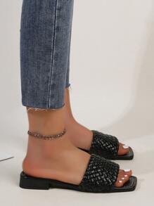 Dép bệt Nữ màu trơn Đúng mốt - màu đen - Xem 3