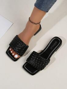 Dép bệt Nữ màu trơn Đúng mốt - màu đen - Xem 4