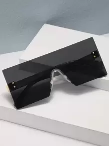 1 pieza Gafas de moda sin montura oversize para mujer, gafas de moda vintage para actividades al aire libre como ciclismo, rafting, senderismo, esquí, pesca para vacaciones de verano en la playa, al aire libre, viajes - Negro - Ver 2