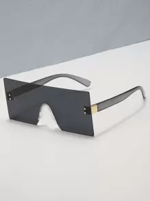 1 pieza Gafas de moda sin montura oversize para mujer, gafas de moda vintage para actividades al aire libre como ciclismo, rafting, senderismo, esquí, pesca para vacaciones de verano en la playa, al aire libre, viajes - Negro - Ver 3