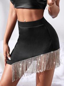 Váy nữ mép Pha lê kim cương màu trơn Hấp dẫn - màu đen - Xem 6