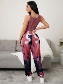 Tank Top & Tie Dye Trousers Lounge Set - Multicolor - View 2