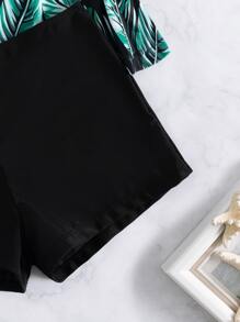 Random Tropical Print Tankini Summer Beach - Multicolor - View 3