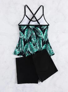 Random Tropical Print Tankini Summer Beach - Multicolor - View 7