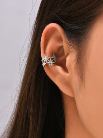 1pc Cubic Zirconia Star Decor Ear Cuff Copper Jewelry