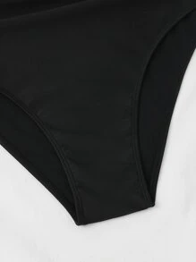 SHEIN Swim Curve Plus Size Tie Dye Halter One Piece Swimsuit Summer - Black and White - View 4