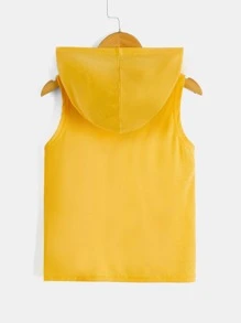 SHEIN Toddler Boys Solid Hooded Tank - Yellow - View 2