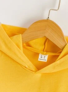 SHEIN Toddler Boys Solid Hooded Tank - Yellow - View 3