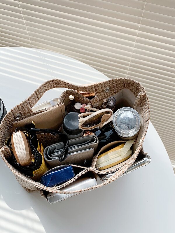 Button Detail Straw Bag SHEIN USA