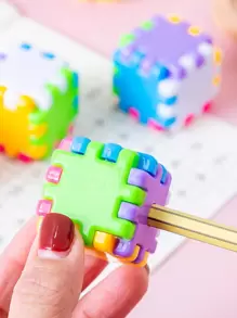 1pc Magic Cube Shaped Random Color Pencil Sharpener - Multicolor - View 1