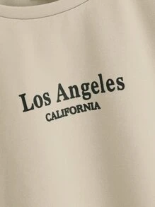 SHEIN Bộ hai mảnh Trai Dây kéo Túi Lá thư Giải trí - Màu Khaki - Xem 3