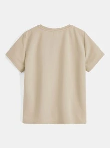 SHEIN Bộ hai mảnh Trai Dây kéo Túi Lá thư Giải trí - Màu Khaki - Xem 4