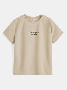 SHEIN Bộ hai mảnh Trai Dây kéo Túi Lá thư Giải trí - Màu Khaki - Xem 5