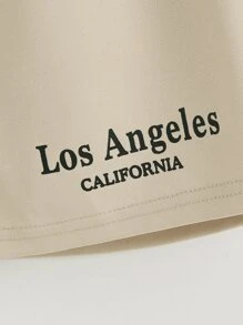 SHEIN Bộ hai mảnh Trai Dây kéo Túi Lá thư Giải trí - Màu Khaki - Xem 6