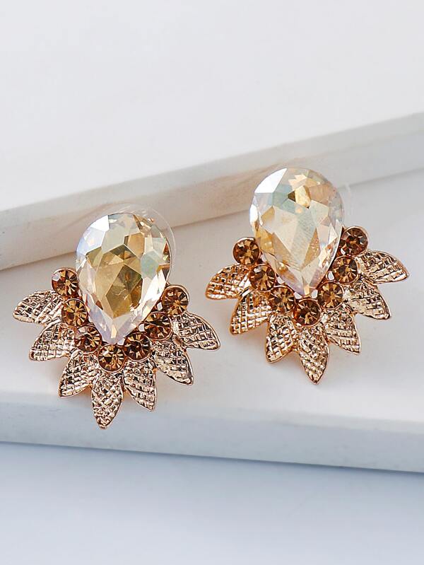 juran 1 Pair Glass Crystal Simple Earrings, Suitable For Daily Wear