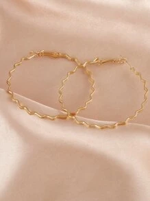 波浪設計圓形圓耳環