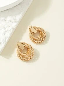 Round Decor Earrings - Yellow Gold - View 5