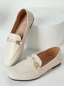 Mengshangli 2025年秋季女士平底一脚蹬乐福鞋，休闲英伦风格软底舒适平底鞋 - 杏色 - 查看 3