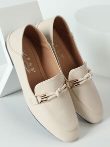 Mengshangli 2025年秋季女士平底一脚蹬乐福鞋，休闲英伦风格软底舒适平底鞋 - 杏色 - 查看 5