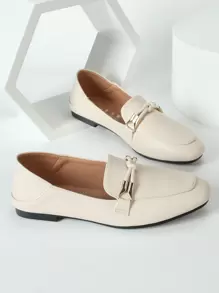 Mengshangli 2025年秋季女士平底一脚蹬乐福鞋，休闲英伦风格软底舒适平底鞋 - 杏色 - 查看 7