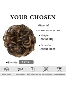 6 Inch Loose Curly Wavy Braided Hair Accessory, Thick Ponytail Hair Accessory, Suitable For Girls, Light Gray Brown And Gold - Multicolor - View 5