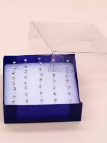 20雙水鑽裝飾耳釘 - 白色 - 查看 3