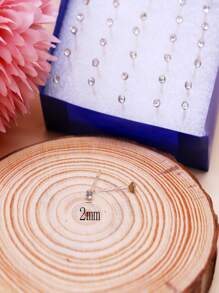 20雙水鑽裝飾耳釘 - 白色 - 查看 4