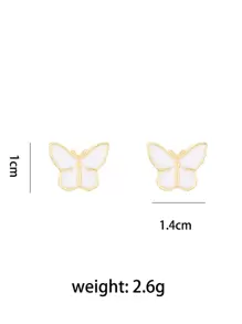 Butterfly Design Stud Earrings - White - View 3