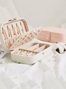 1pc Random Jewelry Storage Box, 16x11cm Multifunction Ring Box, Necklace Organizer For Home - Multicolor - View 1