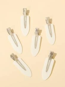 6pcs White Leaf-Shaped No Trace Hair Clip, Hair Tools, Hair Products And Accessories For Barber Salon Beauty Travel Essentials,Back To School,Travel Holiday Essentials,Hair Accessories For Women - White - View 2