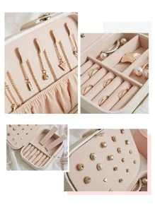 1pc Random Jewelry Storage Box, 16x11cm Multifunction Ring Box, Necklace Organizer For Home - Multicolor - View 4