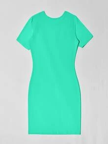SHEIN Unity Letter Graphic Bodycon Dress - Mint Green - View 2