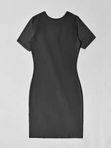 SHEIN Unity Letter Graphic Bodycon Dress - Dark Grey - View 2