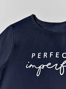SHEIN Unity Letter Graphic Bodycon Dress - Navy Blue - View 6